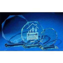 Small Round Faceted Jade Glass Plaque