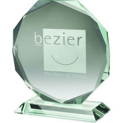 165mm Facet Round Jade Glass Plaque