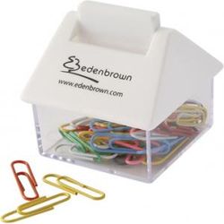 House Shaped Paperclip Dispenser White / Clear